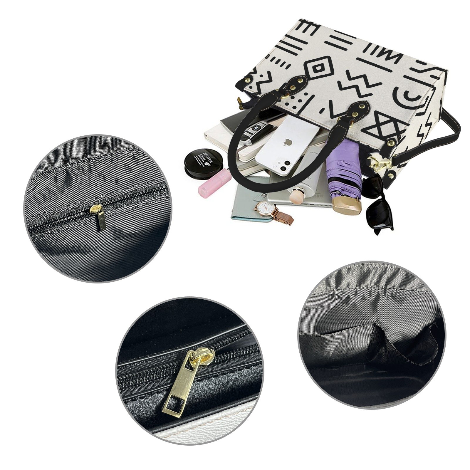 3708bc6b00f4169722fc9e5fed75fd5a.jpg Sac à main noir et or Odyssée Signature | Maïa Muto – Image 2