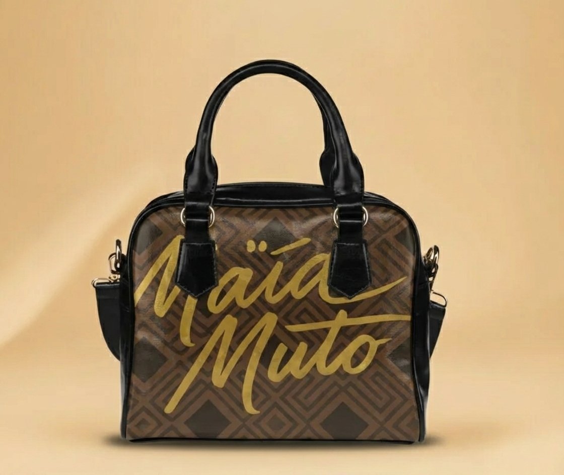 sac l'amana signature brun | motif ethnique doré | maïa muto sac l'amana signature brun | motif ethnique doré | maïa muto
